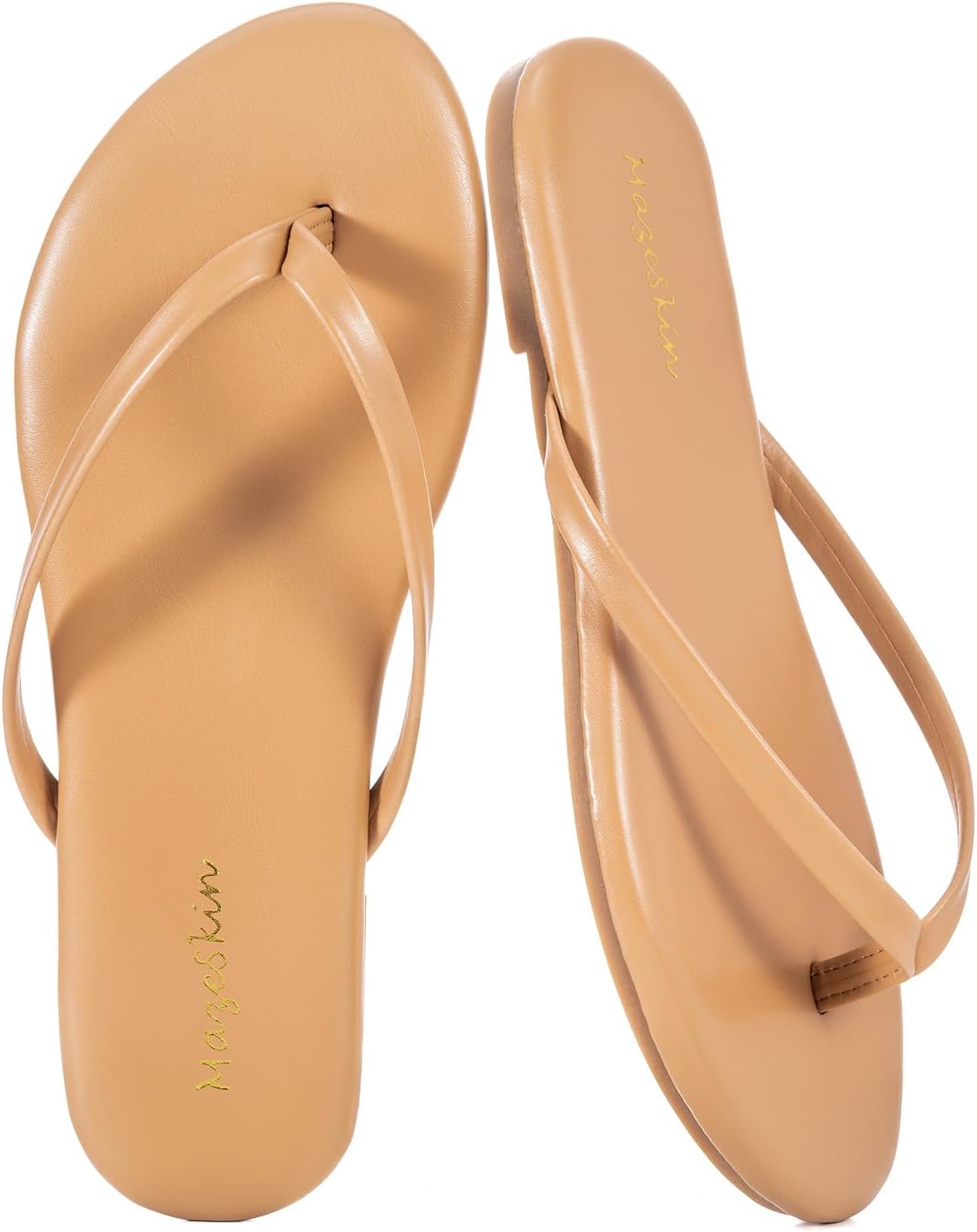 mazeskin Womens Memory Foam Flip Flops Flat Thong Sandals