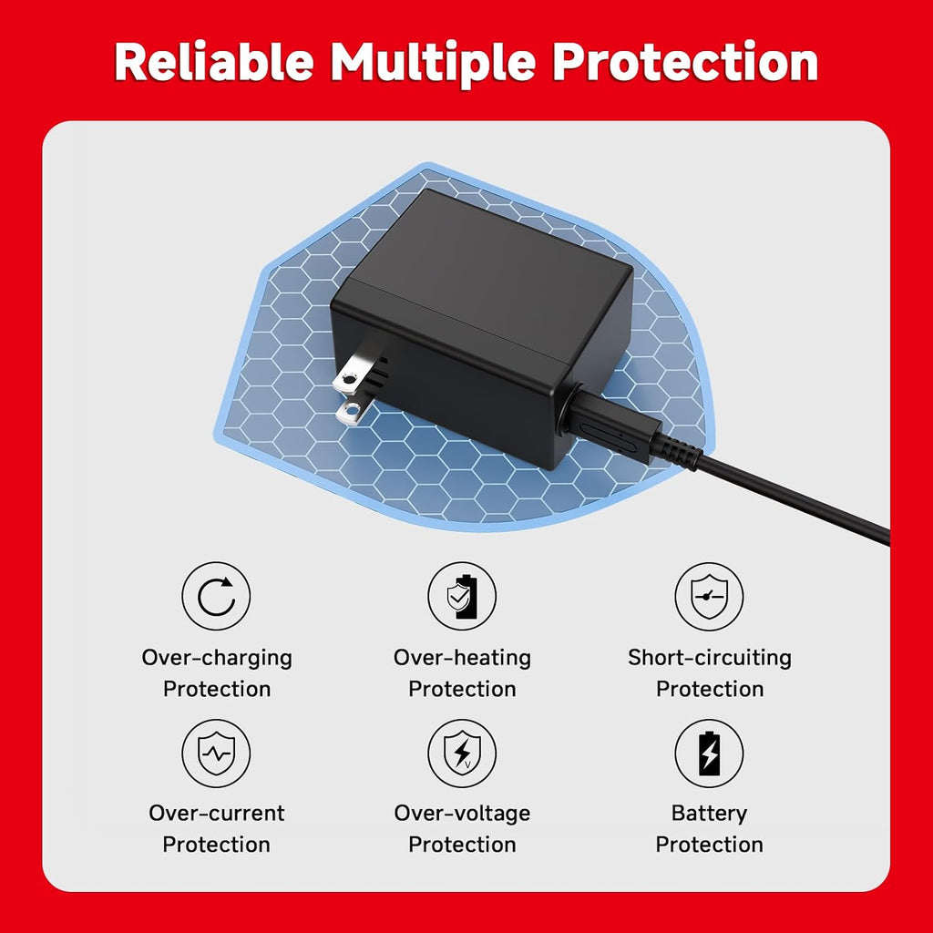 Charger for Nintendo Switch, 45W AC Adapter Fast Charging with 5ft Detachable USB C Cable, Compatible with Switch/OLED/Lite, Steam Deck, Support TV Mode, Original Quality