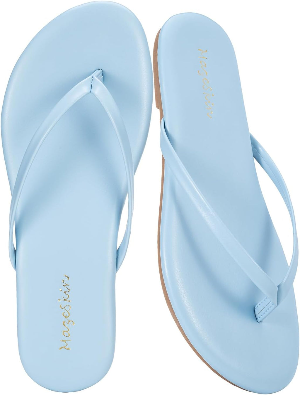 mazeskin Womens Memory Foam Flip Flops Flat Thong Sandals