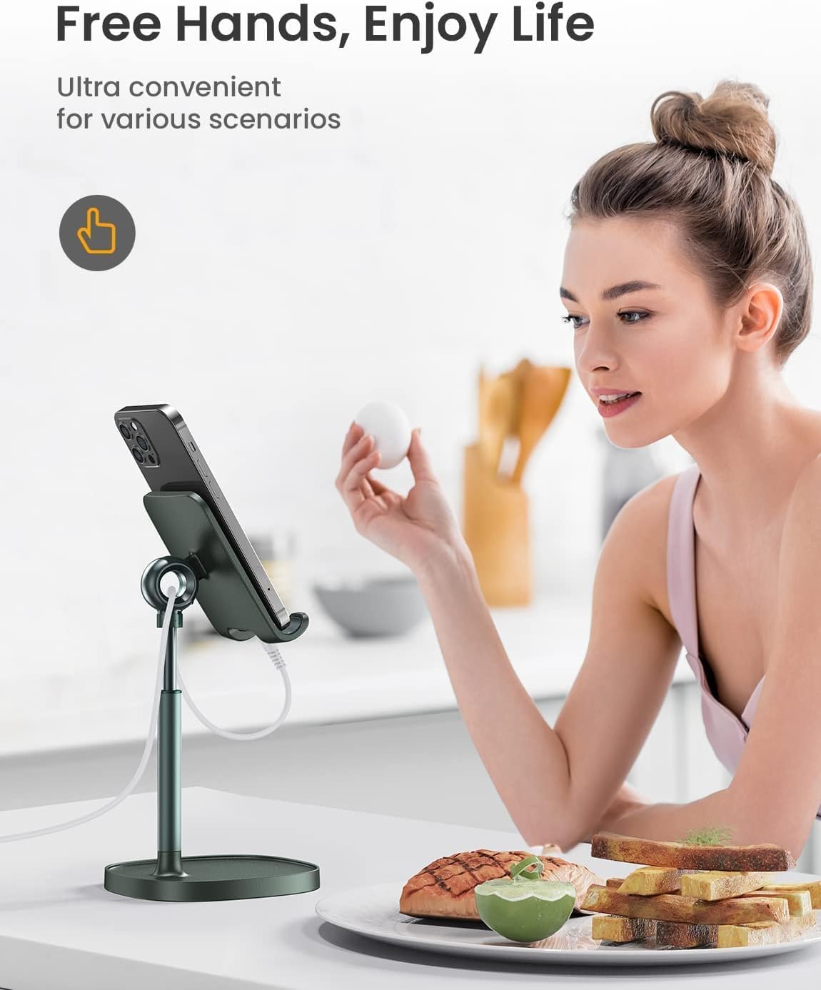 LISEN Cell Phone Stand Phone Holder for Desk, Office Decor Gadgets for Men