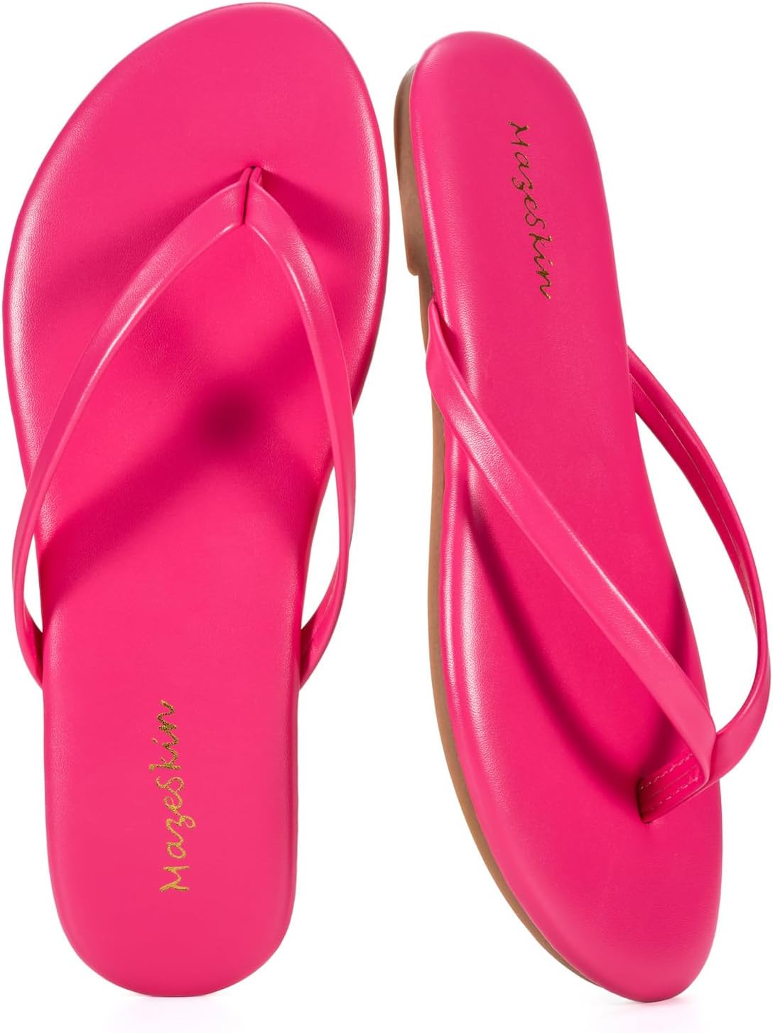 mazeskin Womens Memory Foam Flip Flops Flat Thong Sandals