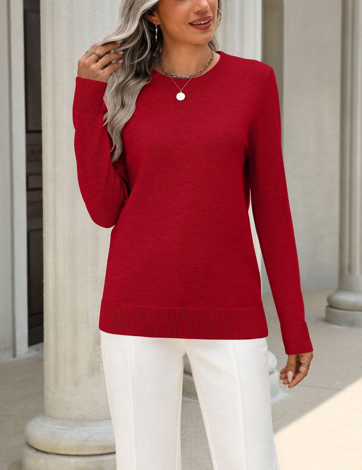 Zeagoo Womens Wool Blend Sweater Crewneck Long Sleeve Tops Fashion Clothing