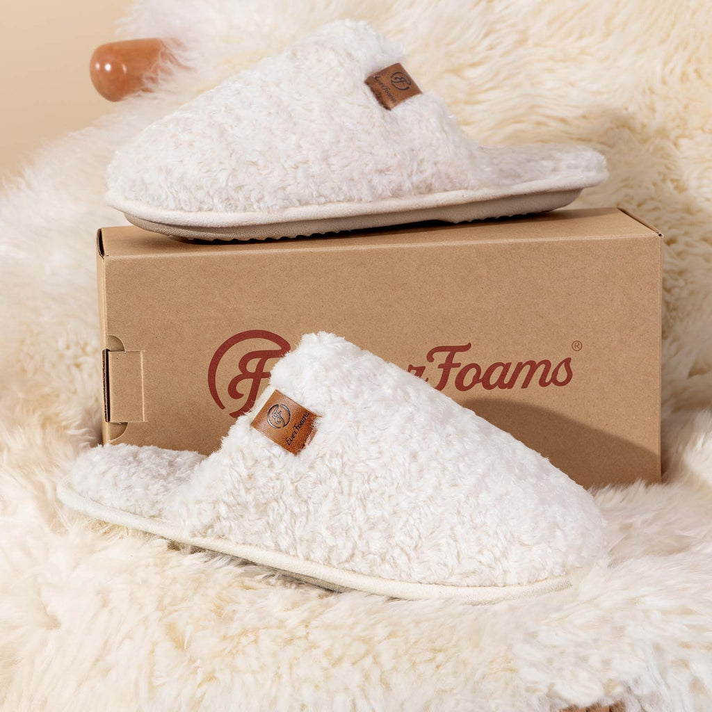 EverFoams Women's Fuzzy Slippers Warm Cozy Memory Foam Indoor House Shoes
