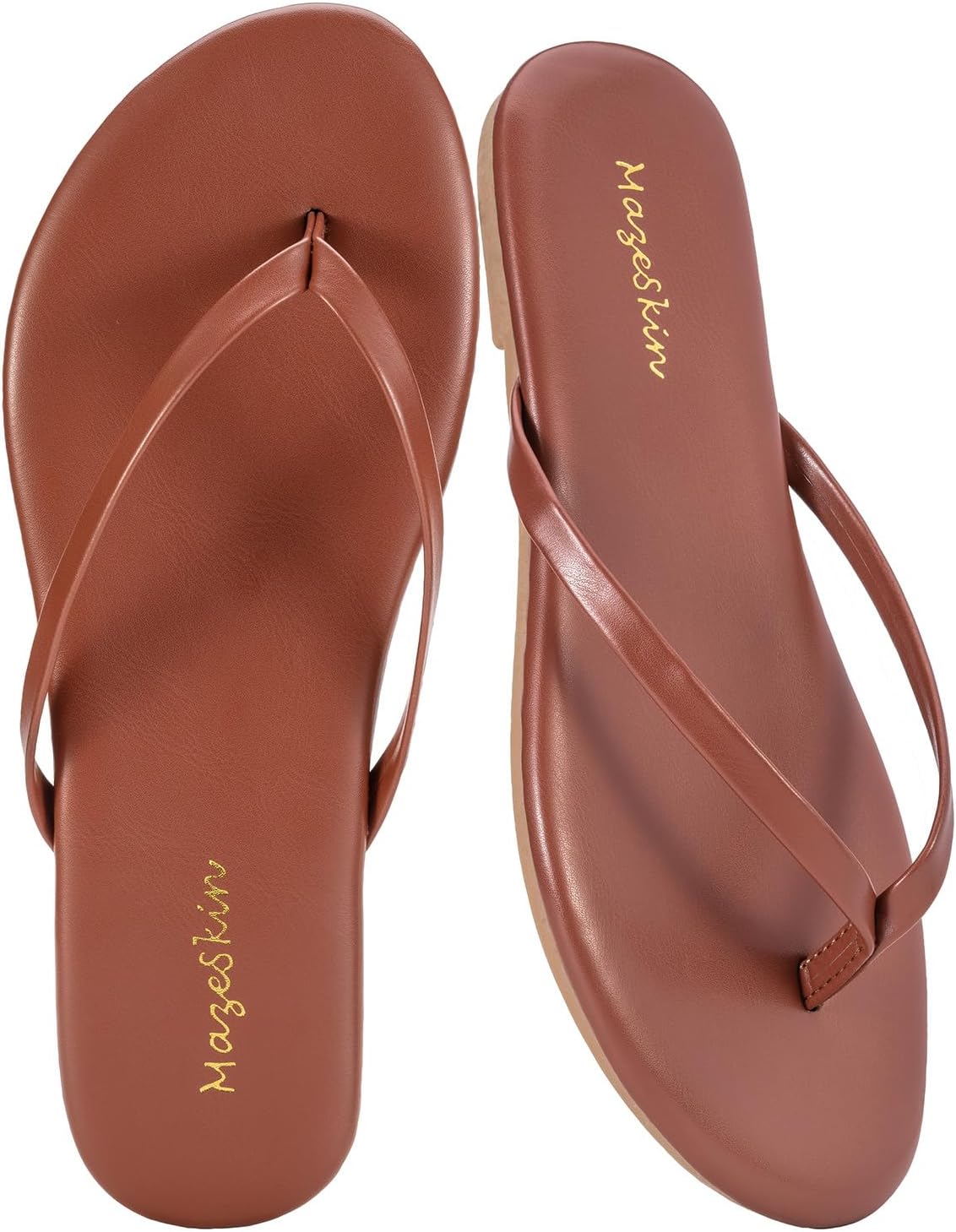 mazeskin Womens Memory Foam Flip Flops Flat Thong Sandals