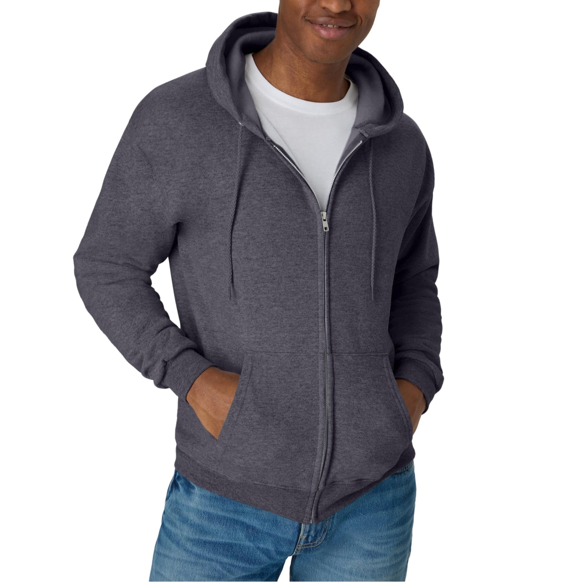 Hanes Men's Zip-up Hoodie, Ecosmart Fleece Full-zip Hoodie for Men, Hooded Sweatshirt