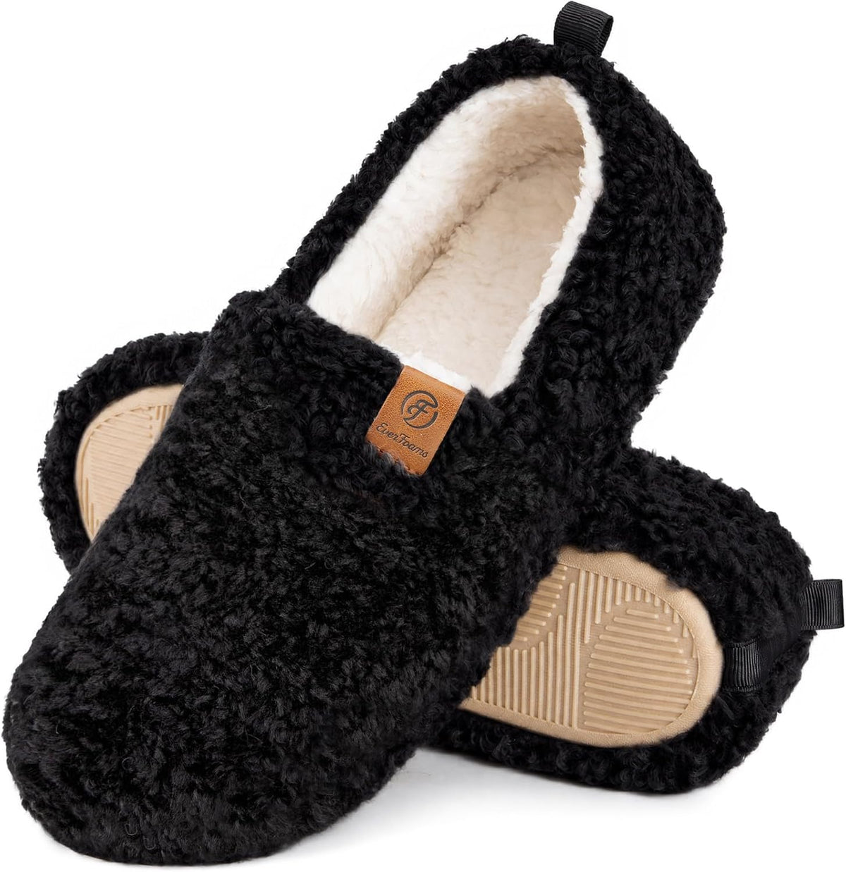 EverFoams Women’s Soft Curly Slippers Memory Foam Lightweight House Shoes