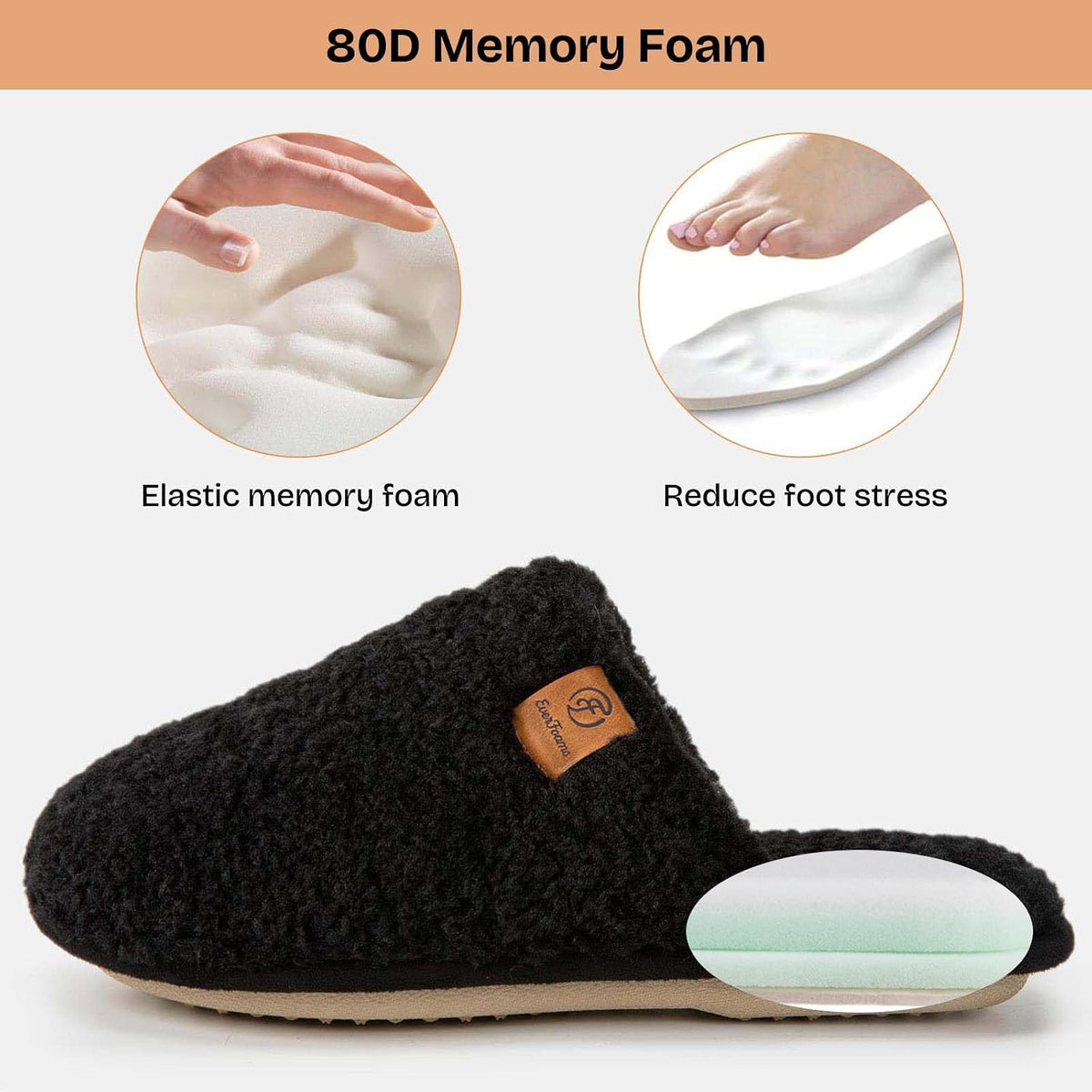 EverFoams Women's Fuzzy Slippers Warm Cozy Memory Foam Indoor House Shoes