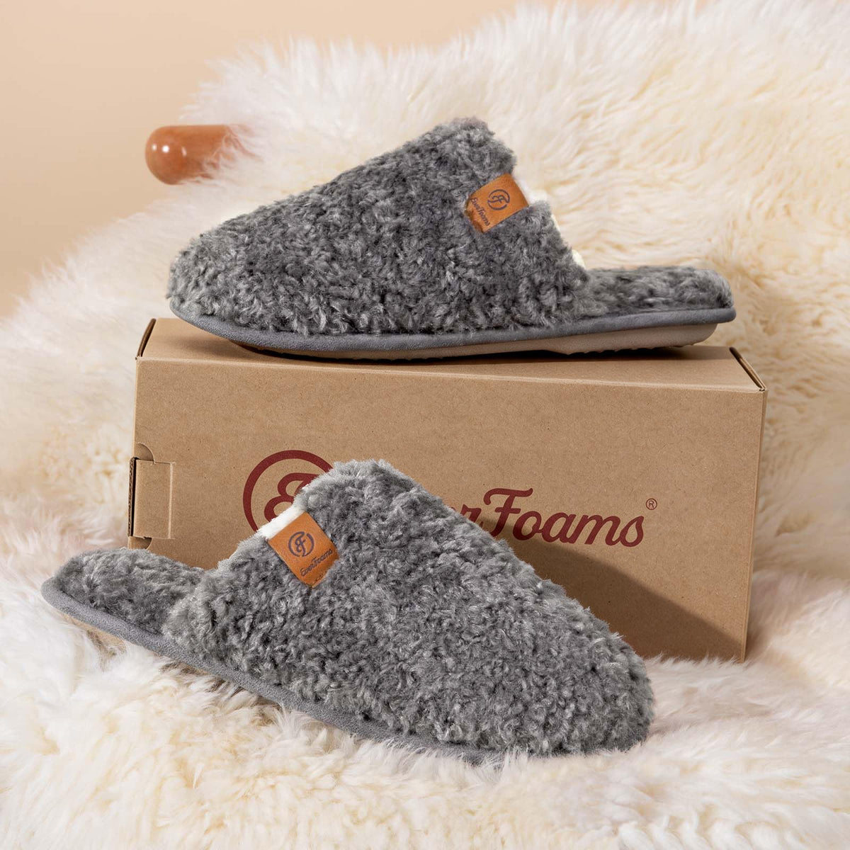 EverFoams Women's Fuzzy Slippers Warm Cozy Memory Foam Indoor House Shoes