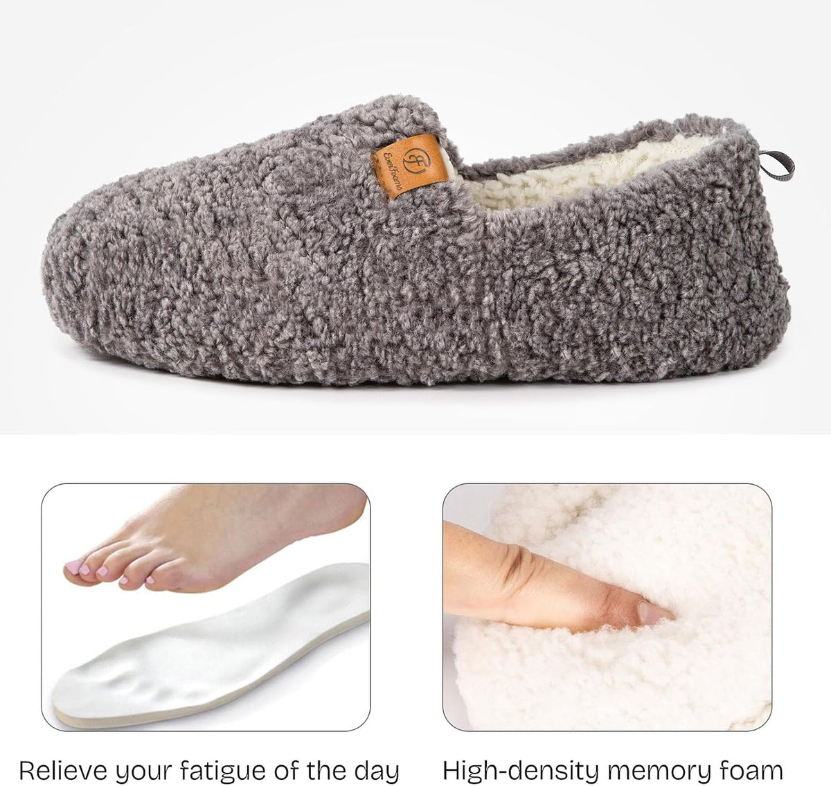 EverFoams Women’s Soft Curly Slippers Memory Foam Lightweight House Shoes