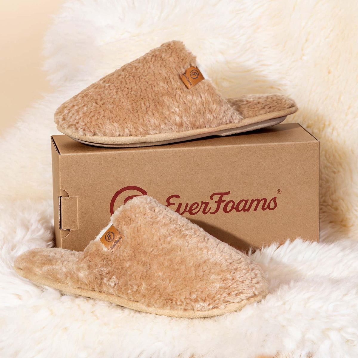 EverFoams Women's Fuzzy Slippers Warm Cozy Memory Foam Indoor House Shoes