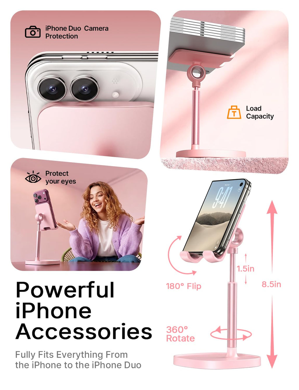 LISEN Cell Phone Stand Phone Holder for Desk, Office Decor Gadgets for Men
