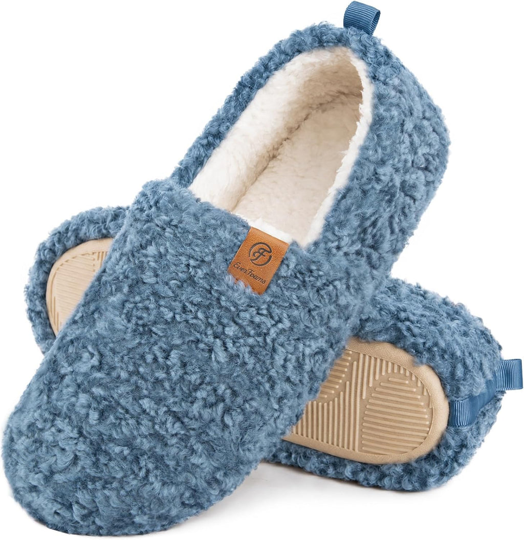 EverFoams Women’s Soft Curly Slippers Memory Foam Lightweight House Shoes