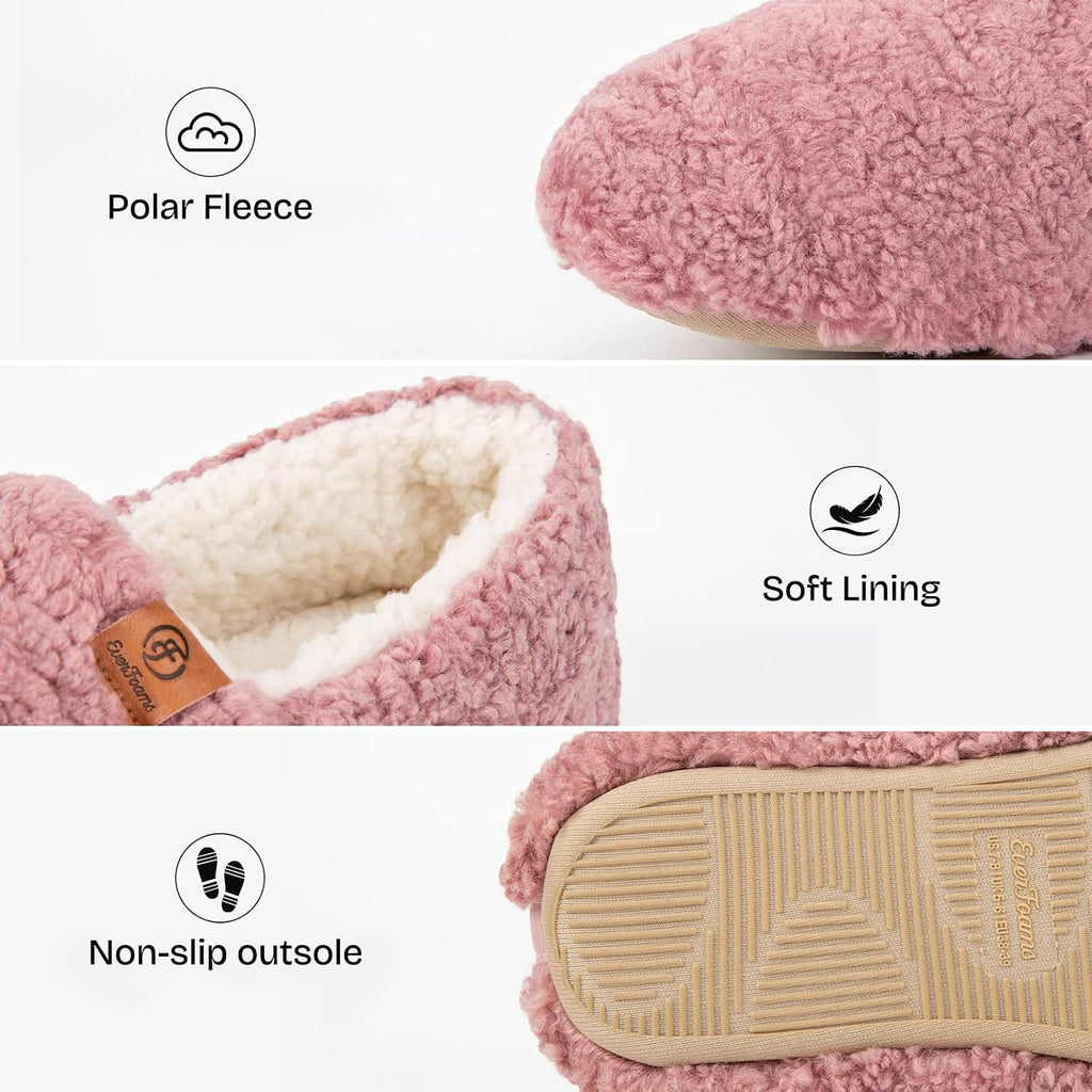 EverFoams Women’s Soft Curly Slippers Memory Foam Lightweight House Shoes