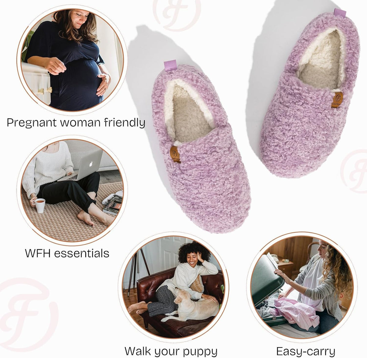 EverFoams Women’s Soft Curly Slippers Memory Foam Lightweight House Shoes