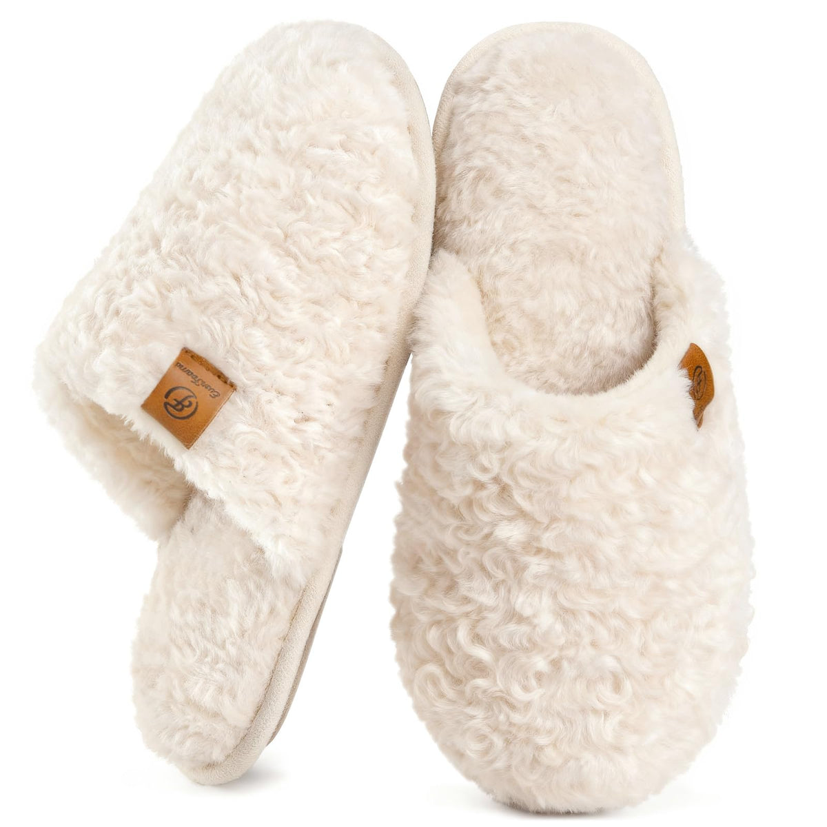 EverFoams Women's Fuzzy Slippers Warm Cozy Memory Foam Indoor House Shoes