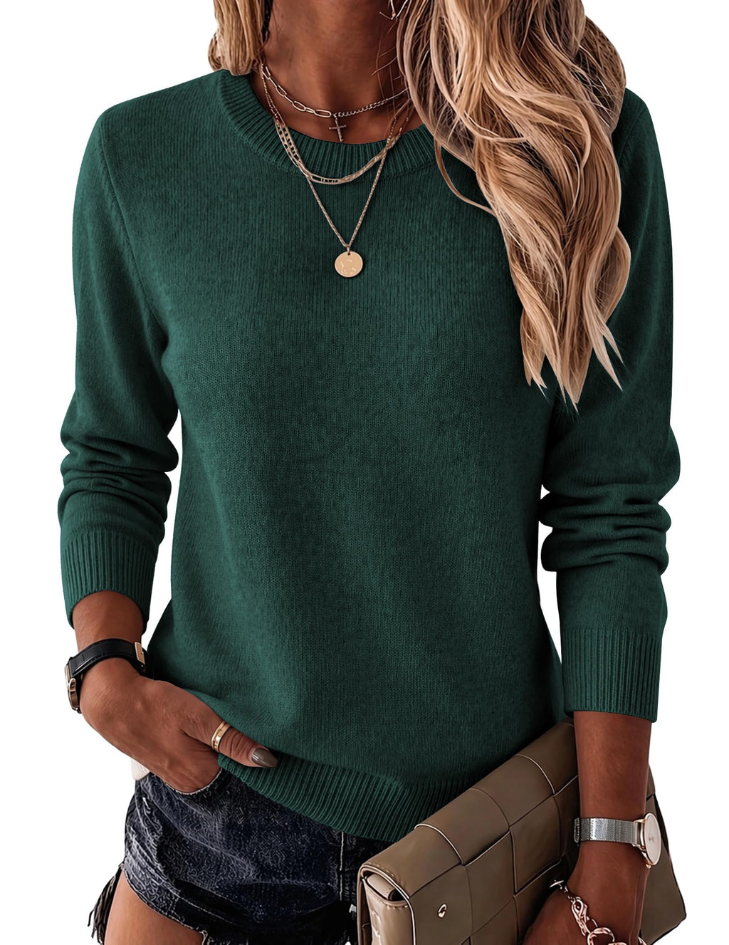 Zeagoo Womens Wool Blend Sweater Crewneck Long Sleeve Tops Fashion Clothing