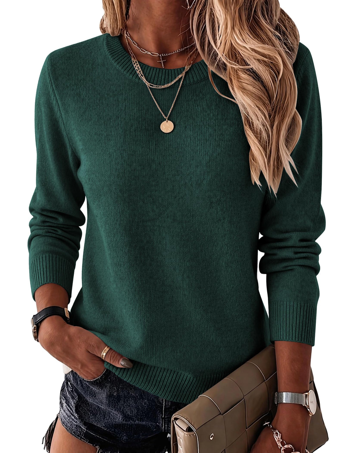 Zeagoo Womens Wool Blend Sweater Crewneck Long Sleeve Tops Fashion Clothing