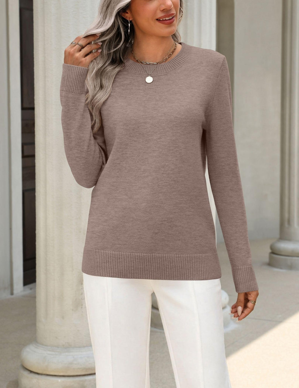 Zeagoo Womens Wool Blend Sweater Crewneck Long Sleeve Tops Fashion Clothing