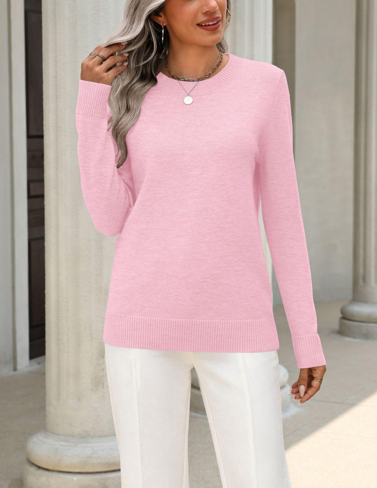 Zeagoo Womens Wool Blend Sweater Crewneck Long Sleeve Tops Fashion Clothing