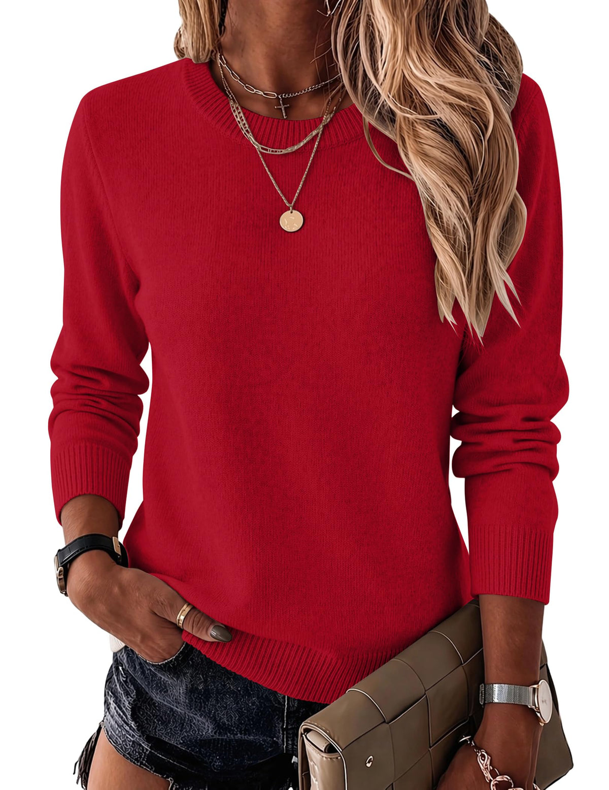 Zeagoo Womens Wool Blend Sweater Crewneck Long Sleeve Tops Fashion Clothing