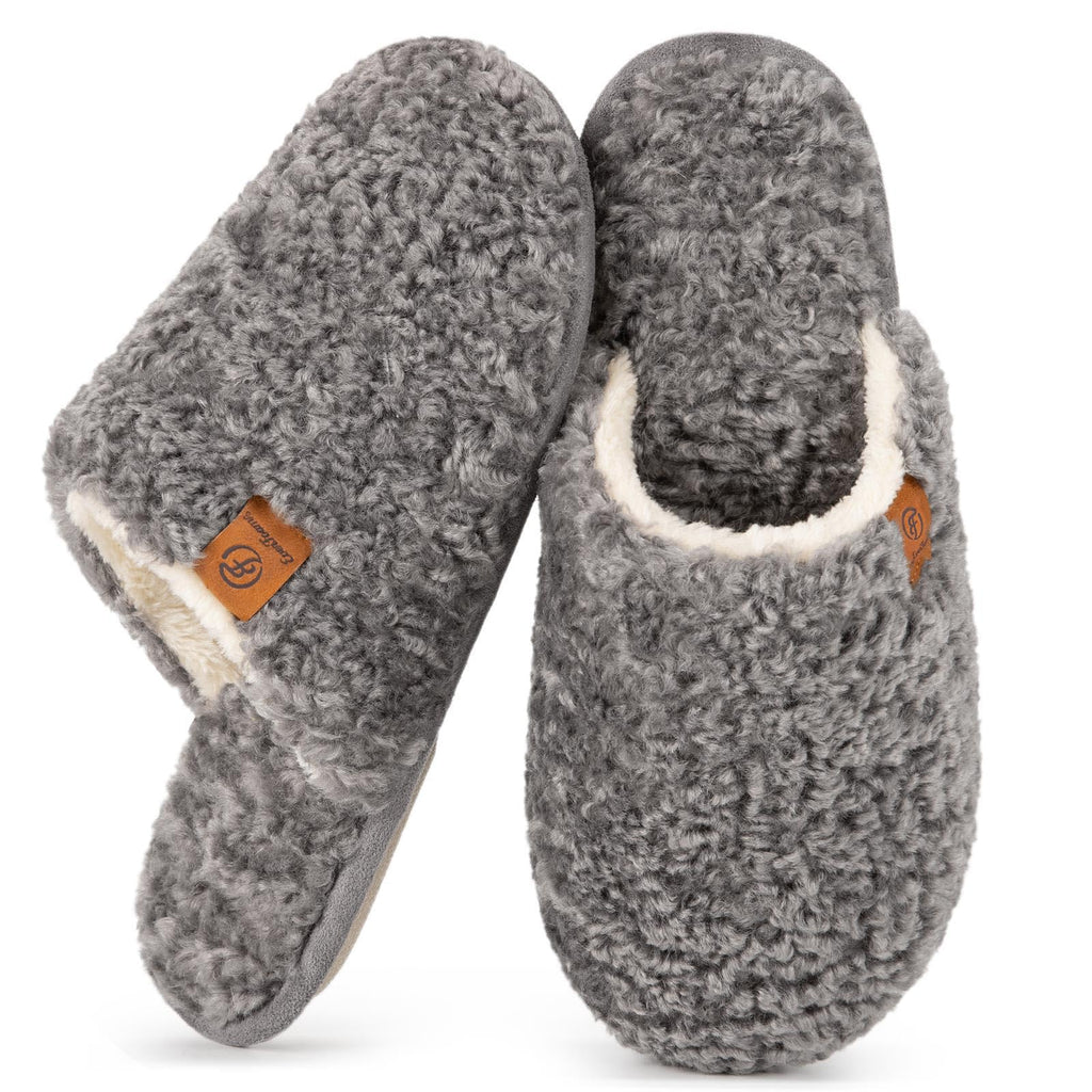 EverFoams Women's Fuzzy Slippers Warm Cozy Memory Foam Indoor House Shoes