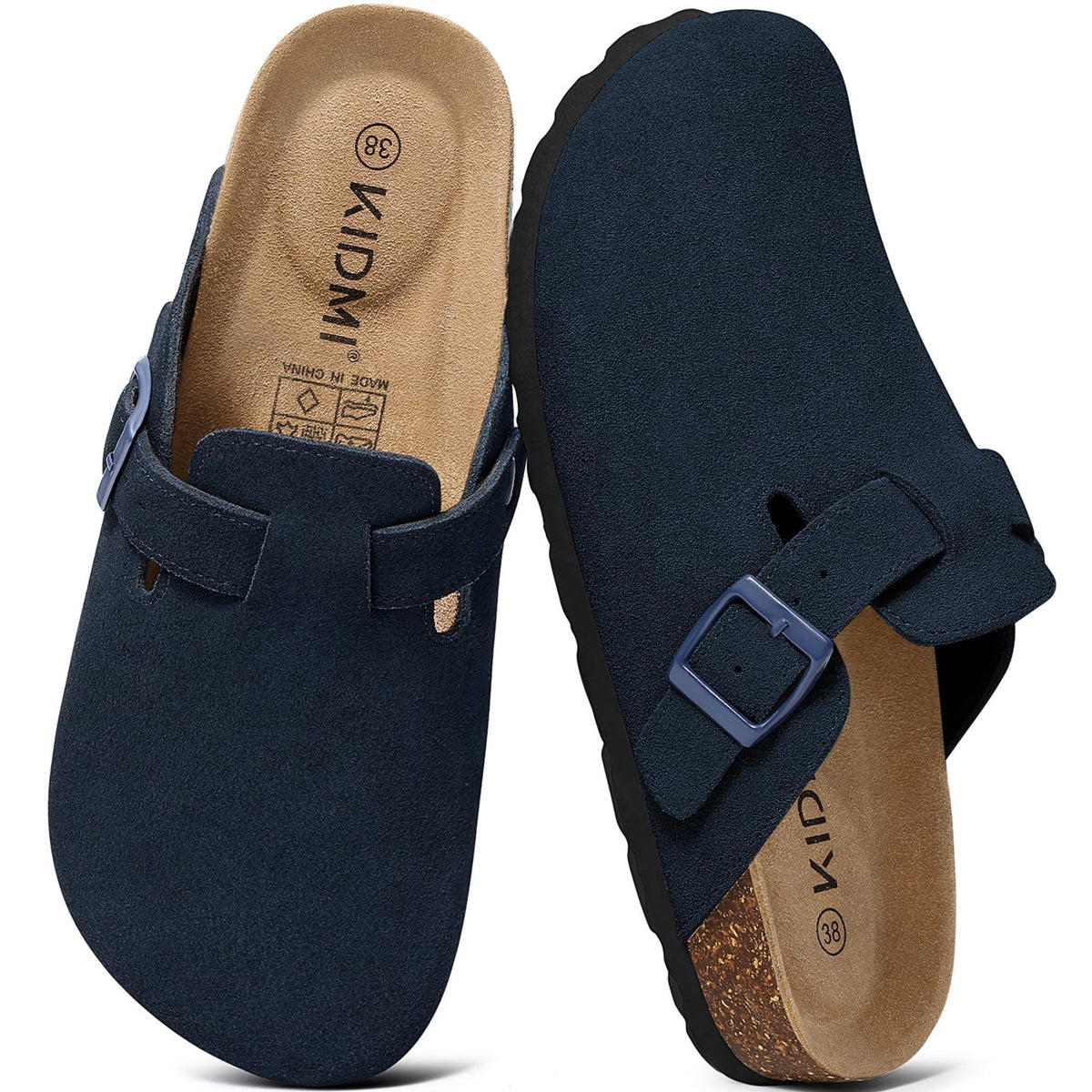 KIDMI Genuine Suede Clogs for Women Men Cork Footbed Mules Potato Shoes