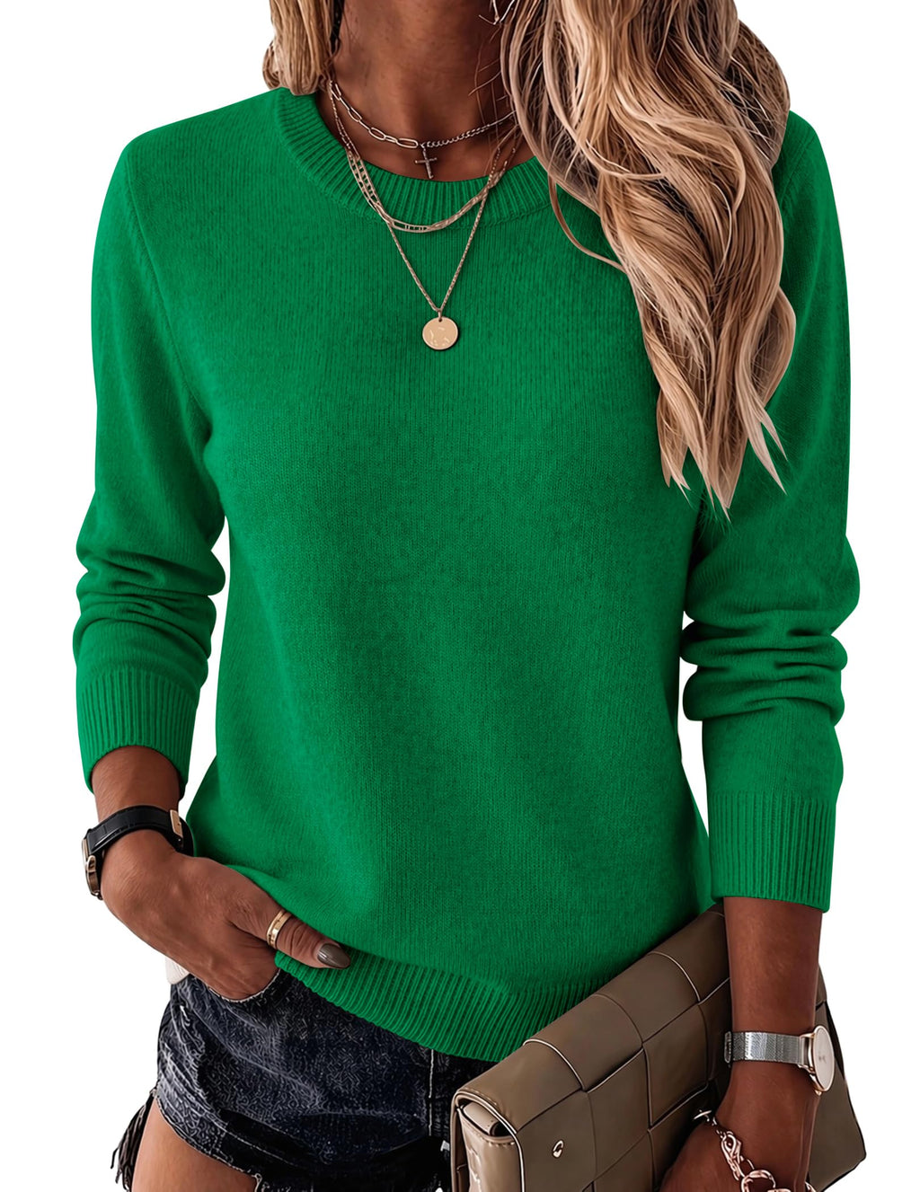 Zeagoo Womens Wool Blend Sweater Crewneck Long Sleeve Tops Fashion Clothing