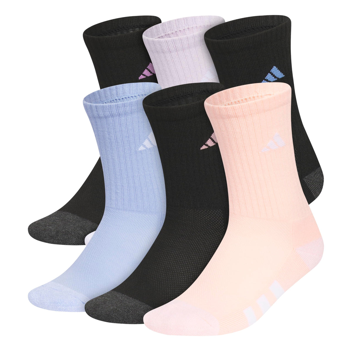 adidas Kids Athletic Cushioned Crew Socks 6 Pairs
