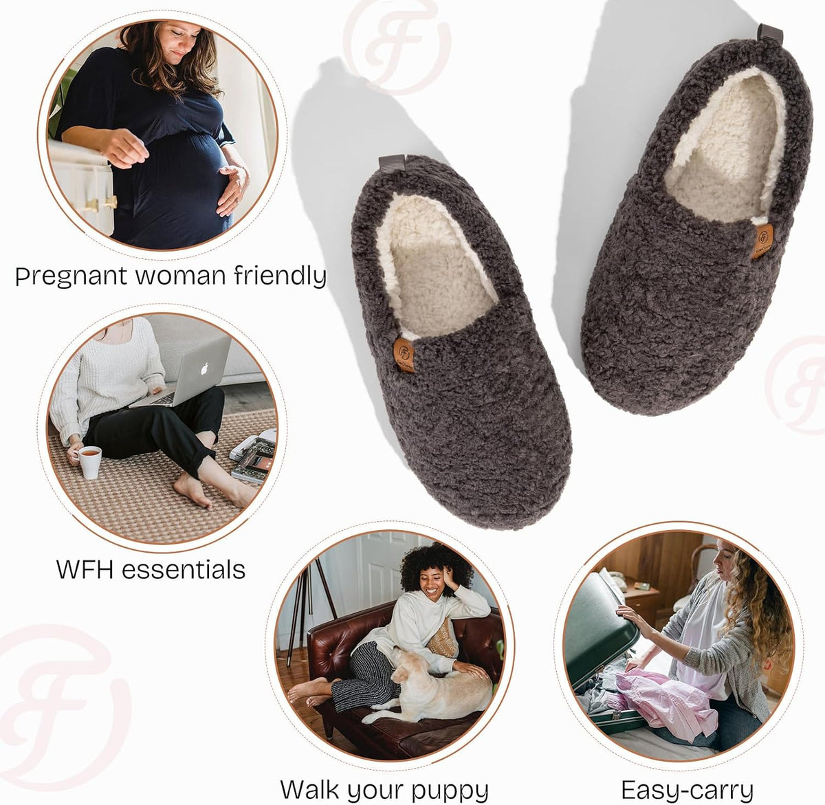 EverFoams Women’s Soft Curly Slippers Memory Foam Lightweight House Shoes
