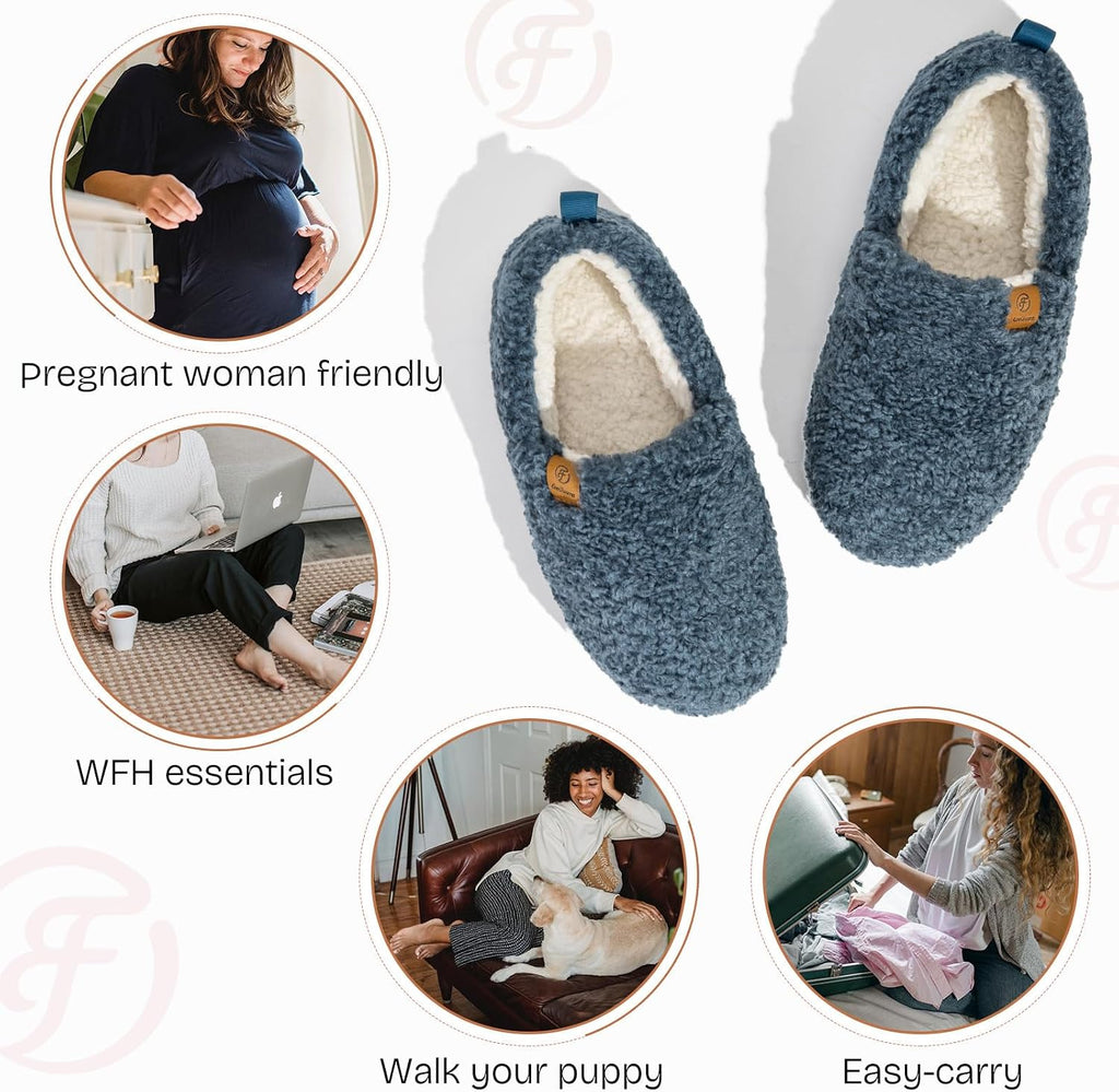 EverFoams Women’s Soft Curly Slippers Memory Foam Lightweight House Shoes