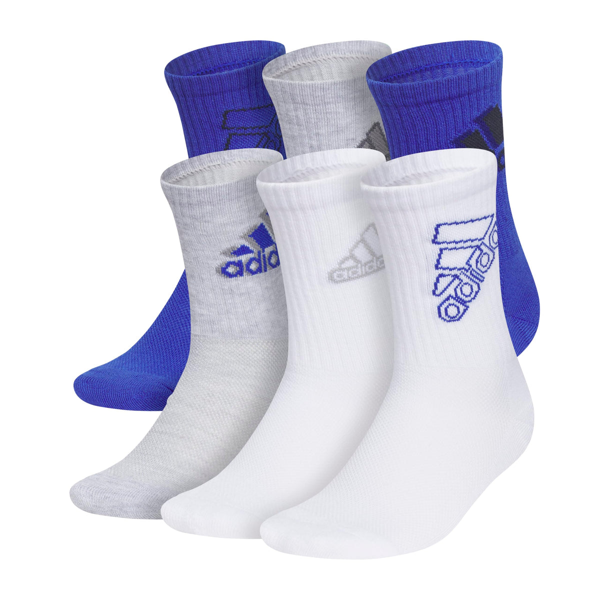 adidas Kids Athletic Cushioned Crew Socks 6 Pairs