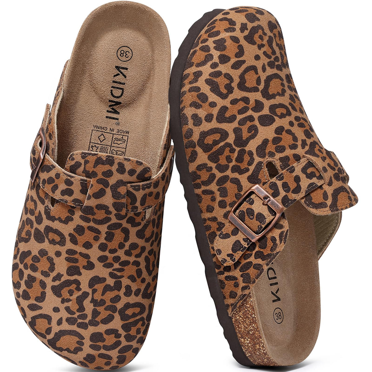 KIDMI Genuine Suede Clogs for Women Men Cork Footbed Mules Potato Shoes