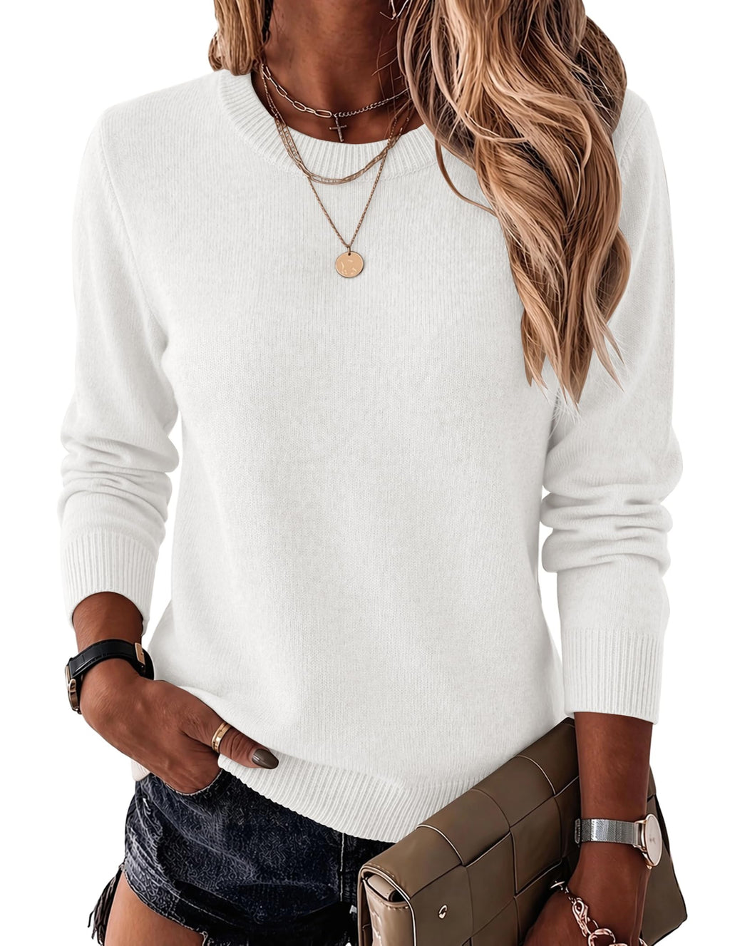 Zeagoo Womens Wool Blend Sweater Crewneck Long Sleeve Tops Fashion Clothing