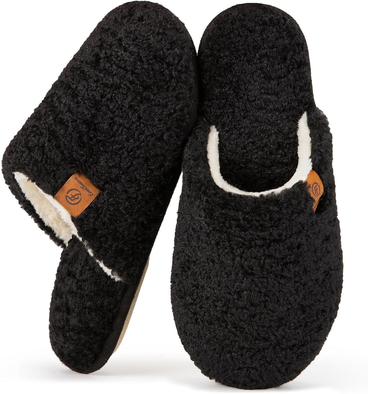 EverFoams Women's Fuzzy Slippers Warm Cozy Memory Foam Indoor House Shoes