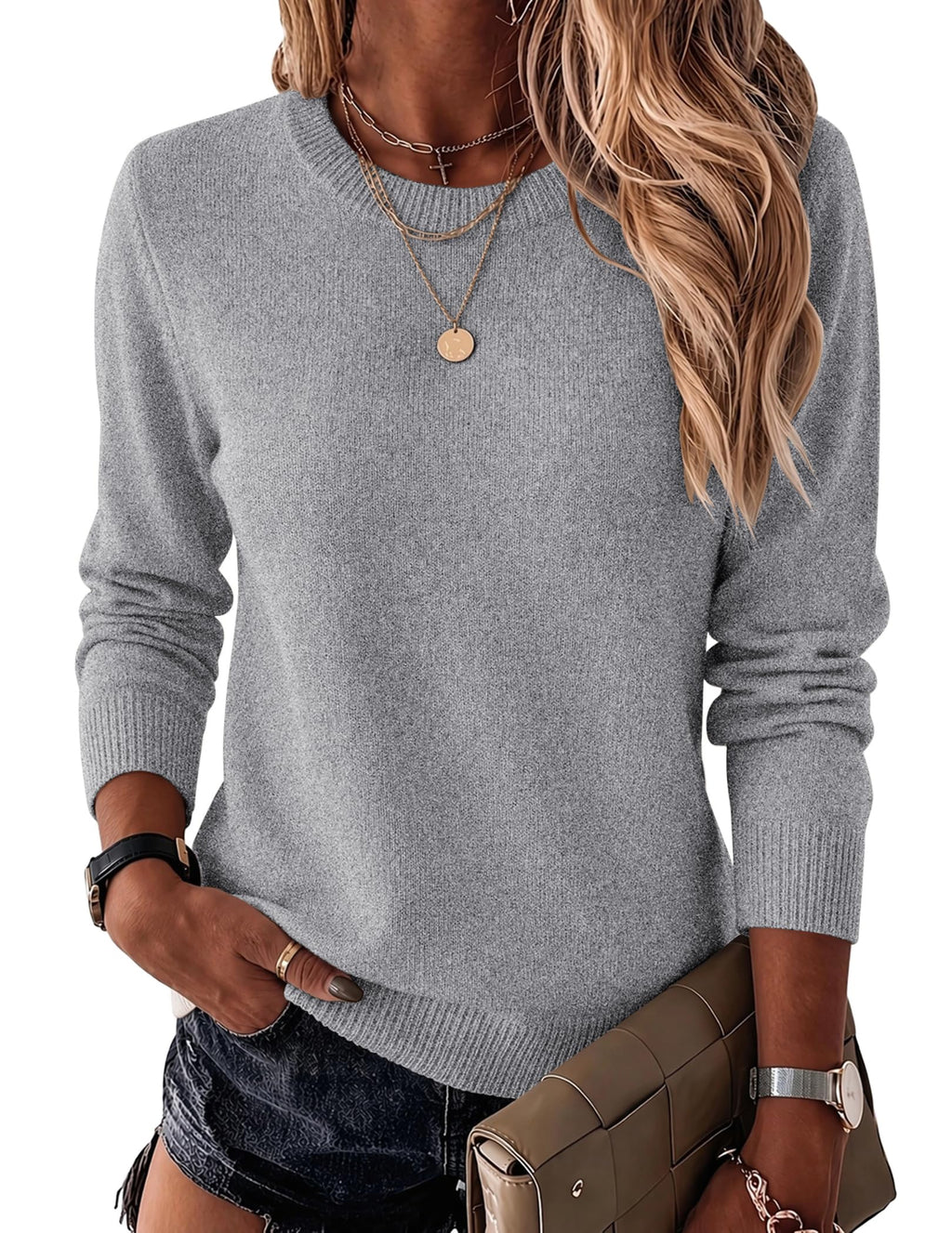 Zeagoo Womens Wool Blend Sweater Crewneck Long Sleeve Tops Fashion Clothing