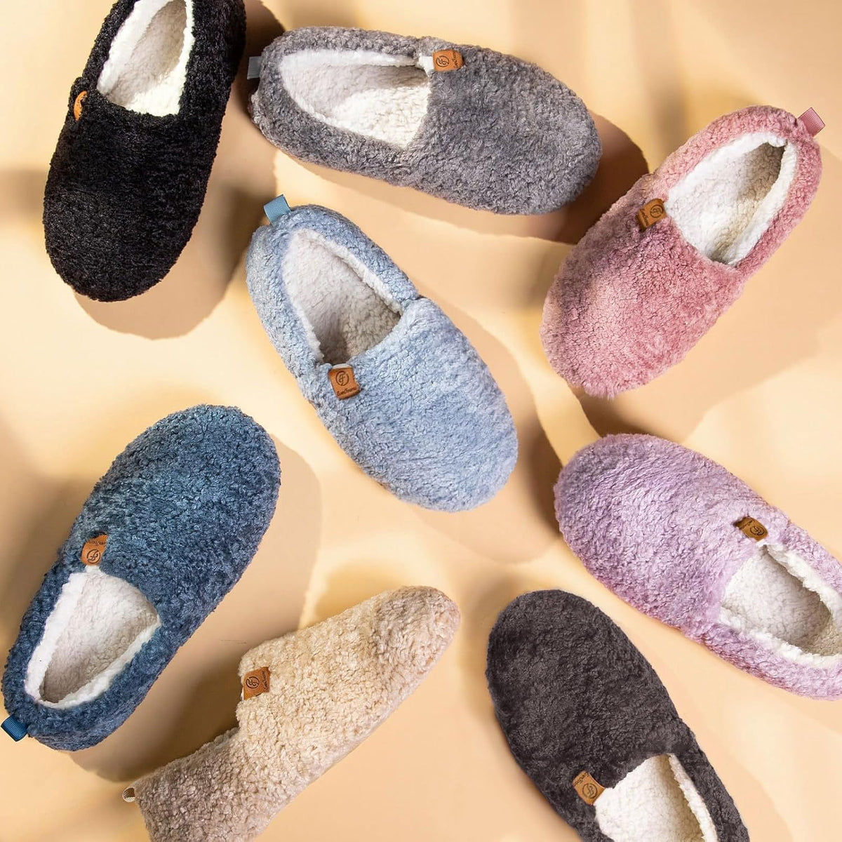EverFoams Women’s Soft Curly Slippers Memory Foam Lightweight House Shoes