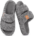 EverFoams Womens Fuzzy Open-toe Slippers Memory Foam Indoor House Shoes