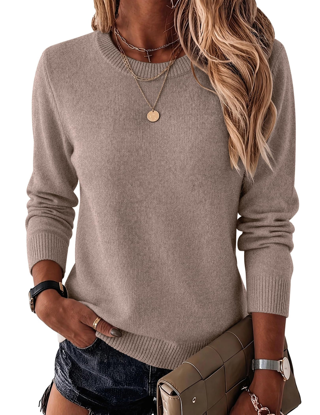 Zeagoo Womens Wool Blend Sweater Crewneck Long Sleeve Tops Fashion Clothing