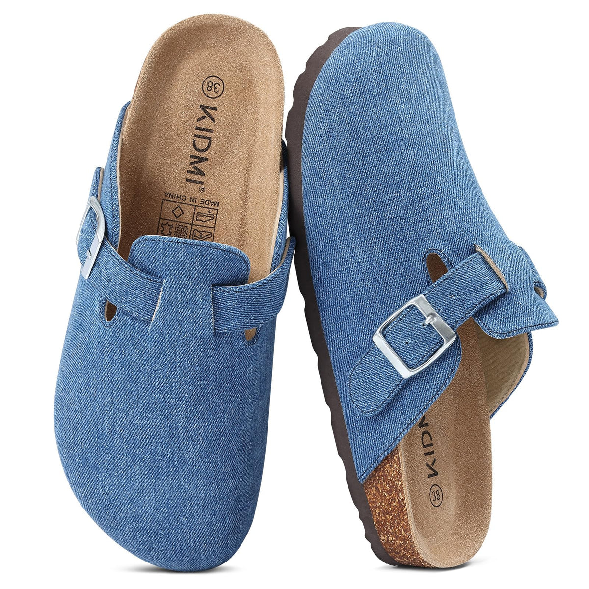KIDMI Genuine Suede Clogs for Women Men Cork Footbed Mules Potato Shoes
